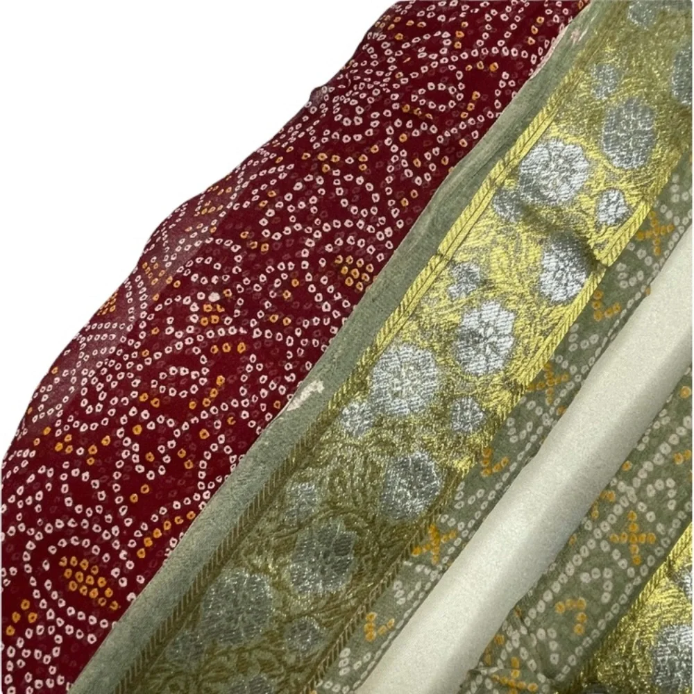 Vintage Scarf Luxury Floral Body Wrap Ornate Gold Paisley Filigree Burgundy Red